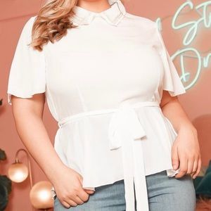 Asoph Pearl Embellished Collar Blouse